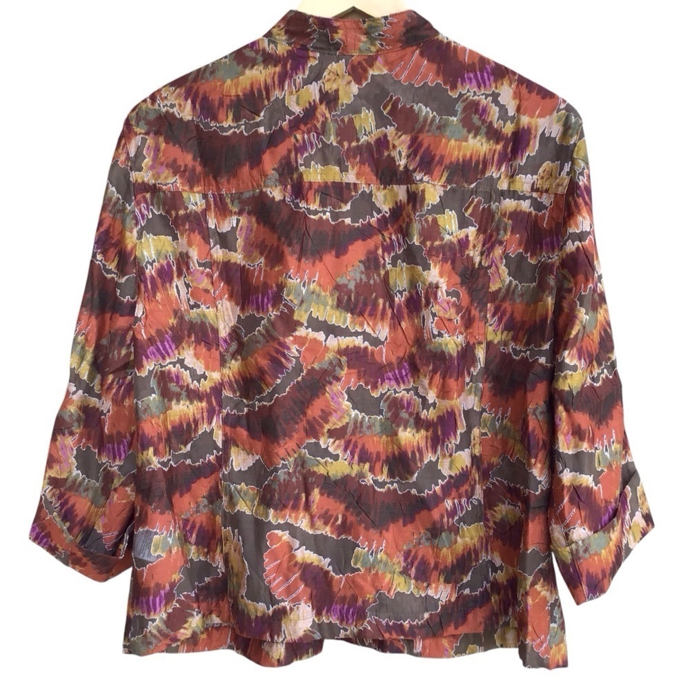 Ruby Road Multicolor Button Up Roll Tab Sleeve Blouse NEW - Picture 2 of 7
